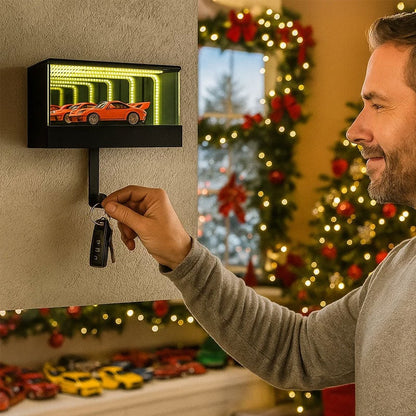 🎅 Infinity Garage Keychain with 3D Wall Mounted Mirror LED Light💡