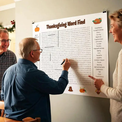 ⏰ Jumbo Thanksgiving & Christmas Word Search Poster – Giant 36"x24" Wall Game! 🎉